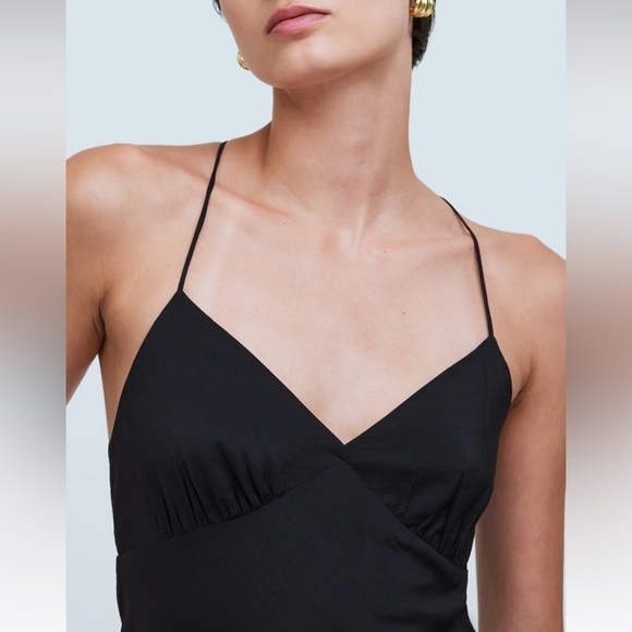 NWT Madewell The Layton Midi Slip Dress True Black Size 0 - Picture 3 of 16